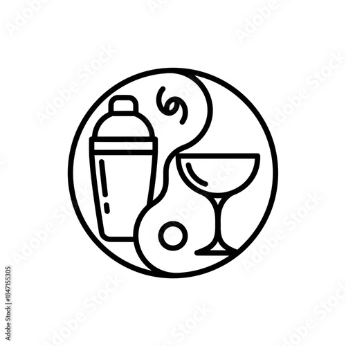 Bartender day shaker silhouette vintage train dining car shaking window landscape vector illustration