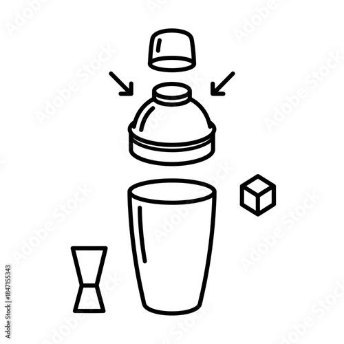 Bartender day shaker silhouette side profile performing smooth shake turn motion vector illustration