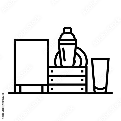 Bartender day shaker silhouette ship deck bar bracing against wind shaking vector illustration