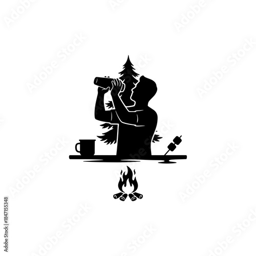 Bartender day shaker silhouette shaking wearing chef hat fusion kitchen bar vector illustration