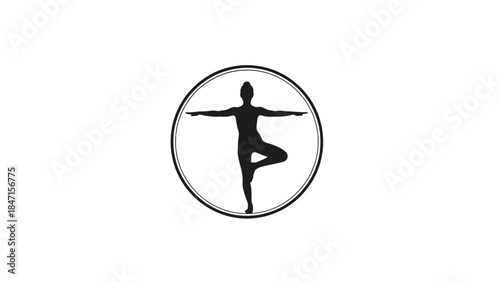 Balance in motion: A silhouette of a person practicing a yoga pose, embodying balance, harmony, and serenity, within a minimalist design.