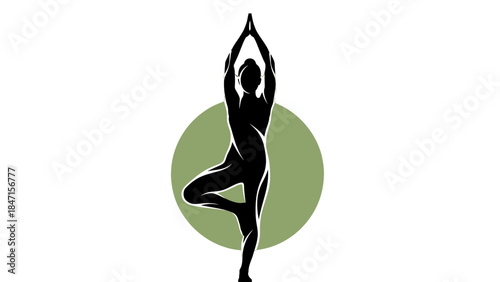 Balance in Harmony: A serene silhouette embodies the essence of yoga, gracefully executing a balancing pose against a tranquil, earthy backdrop, perfect to represent peace of mind and well-being.