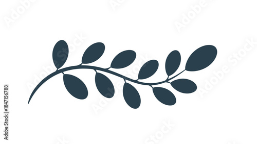 Elegant Botanical Sprig: A delicate sprig gracefully unfurls, its leaves and stem evoking a sense of calm and beauty.