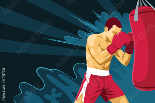 Boxer Training with Punching Bag