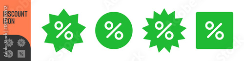 Discount icon percent symbol. Sale badge, price tag, special offer sign with percentage symbol. Color icon set