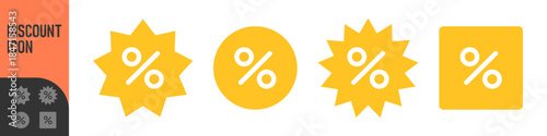 Discount icon percent symbol. Sale badge, price tag, special offer sign with percentage symbol. Color icon set