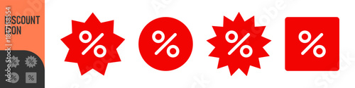 Discount icon percent symbol. Sale badge, price tag, special offer sign with percentage symbol. Color icon set
