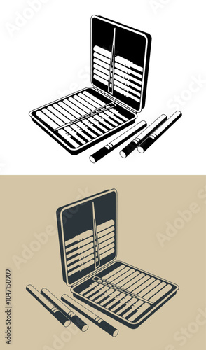 Cigarette case with cigarettes