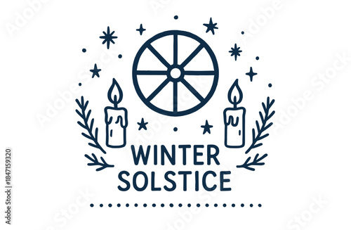 Winter solstice with candles and decorative wheel