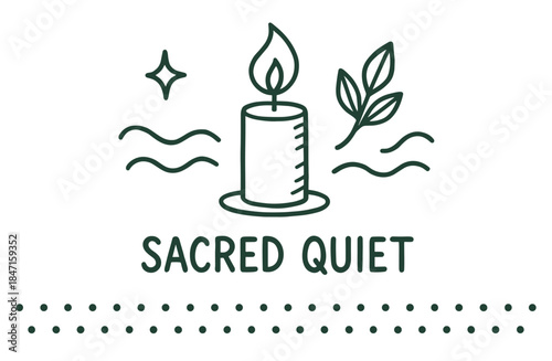 Minimalist candle design with star and leaf elements in sacred quiet theme