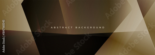 Brown modern abstract wide banner with geometric shapes. Dark brow abstract background. Vector illustration