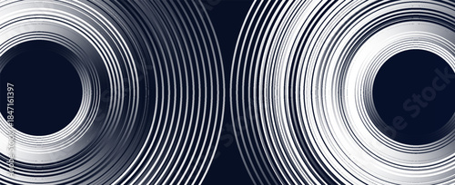 White abstract background with glowing circles. Swirl circular lines pattern. Geometric spiral. Twirl element. Modern graphic design. Futuristic technology concept. Vector