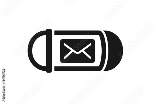 Pneumatic Mail Icon. Solid style icon of a pneumatic tube capsule with mail inside, representing pneumatic citizen mail,