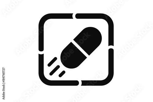 Pneumatic Mail Capsule. Solid style icon of a capsule flying through a network of tubes, representing pneumatic citizen mail,