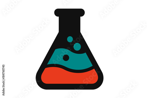 Colorful Laboratory Flask. Solid style icon of a laboratory flask with colorful liquids inside, representing congener retention in