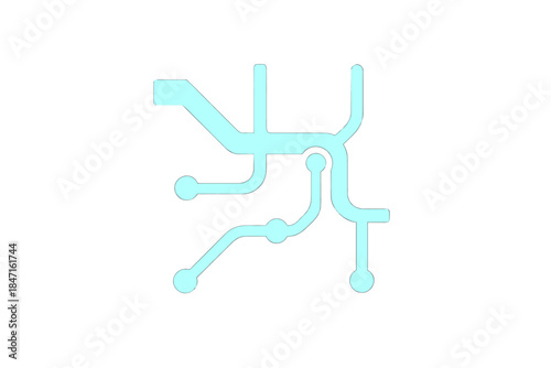 Glowing Underground Routes. Solid style icon of a stylized map with glowing underground routes, representing subcutaneous city map