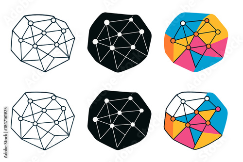 Quantum State Patterns. Fragmented quantum state pattern with overlapping lines and nodes, simple minimalist vector illustration,