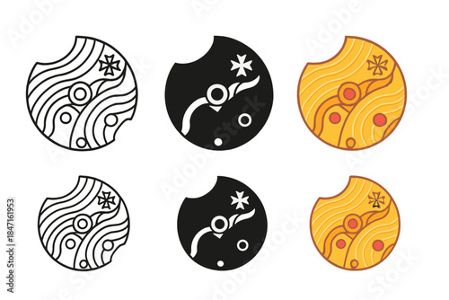 Geneva Seal Watch Art. Watch movement detail with Geneva seal patterns and polished edges, abstract minimalist vector illustration