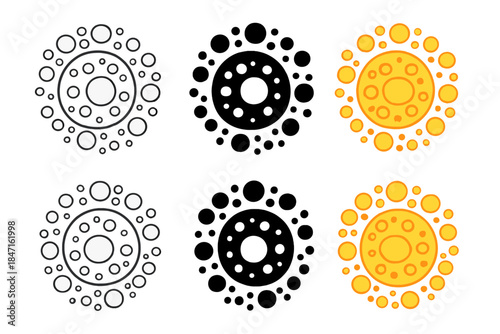 Fermenting Bubble Patterns. Top view of fermenting bubbles forming circular patterns like living chemistry, symbolizing microbial