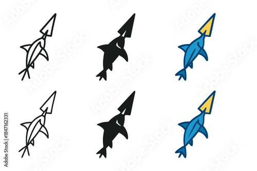 Swordfish Geometric Design. Swordfish Ocean Spear, elegant geometric design representing agility, precision, and oceanic dominance