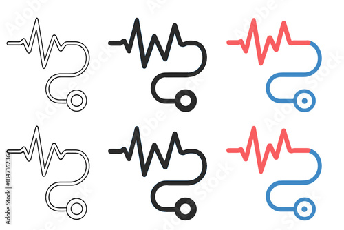 Stethoscope Heart Monitor Designs. Heart monitor waveform connecting to stethoscope tubing, smooth continuous flow, first in line