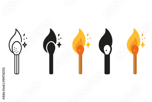 Glowing Match Heads. Match head glowing before full ignition, small ember effect with gentle flare, minimalist tension, first in