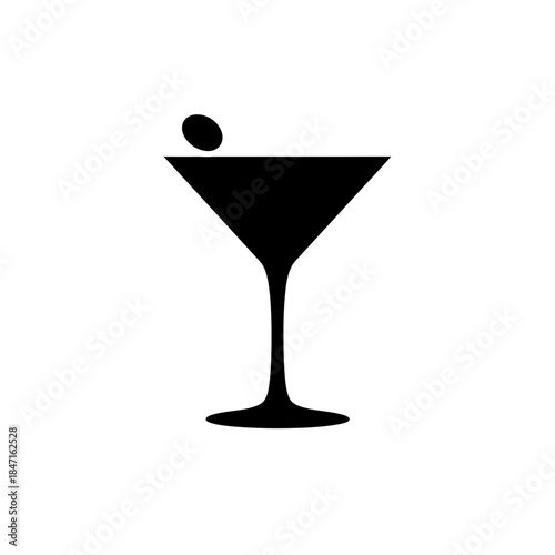 Classic martini glass garnish balance silhouette vector illustration