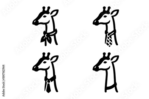 Neck Tie Wildlife Fusion. Icons for: a neck cloth joining with tall wildlife, a woven tie meeting an elevated animal, a formal