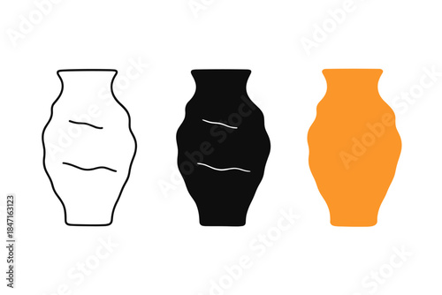 Minimalist Pottery Silhouettes. Minimalist pottery silhouette featuring uneven contours from remembered pressure, first in line