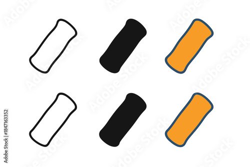 Cylindrical Handle Icons. Cylindrical handle shaped to fit natural hand grip, simple minimal vector icon, first in line style with