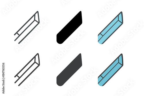 Blade Design Styles. Blade tip with visible grind lines and geometric angles, clean geometric minimal icon, first in line style