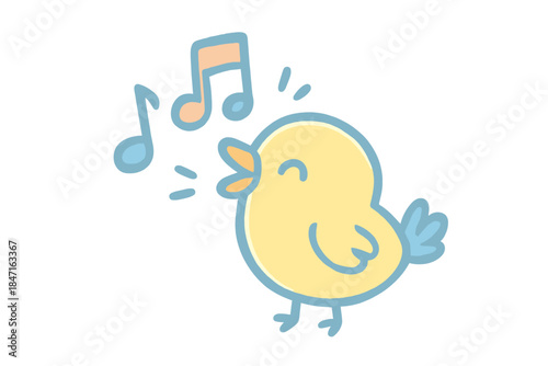 Endangered Bird Call. An "endangered sound" icon featuring a tiny happy bird call visually represented as colorful notes, soft