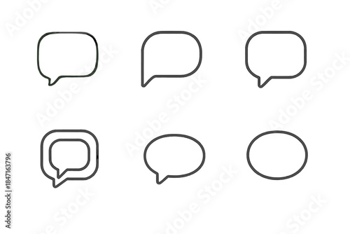 Whisper Shape Icons. Line style icons of Whisper Shapes: blurred contour, soft gap, floating hollow, echoing frame, silent pulse,