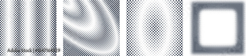 set of abstract frames and backgrounds for design. In halftone gray gradients.