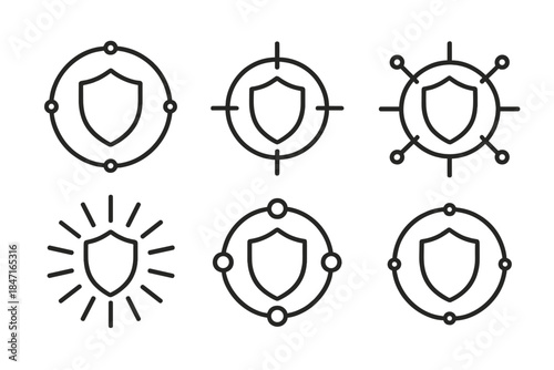 Radiant Energy Icons. Icons for: spirited barrier points, glowing protection nodes, bright defense intersections, radiant energy