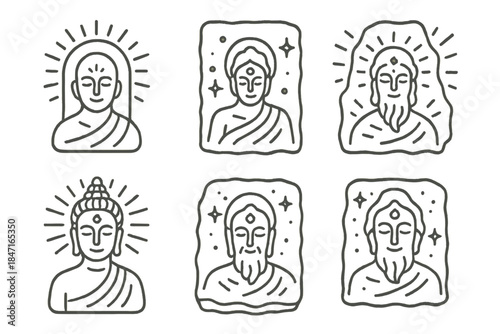 Enlightened Snow Carvings. Icons for: enlightened snow carvings, radiant frozen reliefs, glowing ice etchings, bright snow