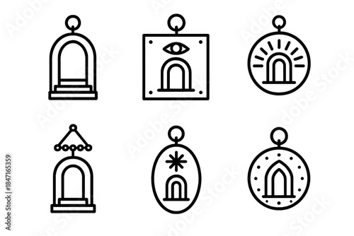 Sacred Entry Icons. Icons for: ritual doorway lockets, threshold amulets, sacred gate charms, luminous entry symbols, hanging