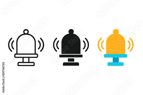 Bell Jar Icons. three minimal vector icons of a bell jar standing on a pedestal radiating waves of change, line outline style,