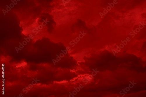 Red cloud texture background. Blurred photo of red sky with clouds. Photo can be used for galaxy space, New Year, Christmas and all celebrations backgrounds.