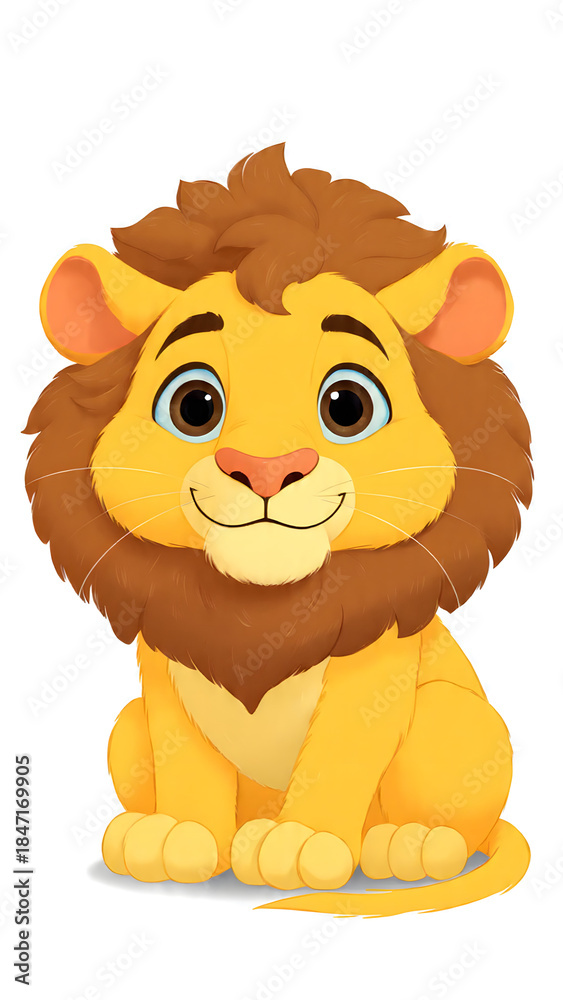 Fototapeta premium Cute Cartoon Lion Clipart on White Background