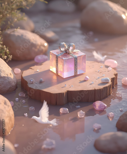 Magical Gift of Self-Love and Inner Light with Healing Crystals - AI generated