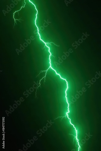 Overhead shot, green neon lightning branching across a black backdrop Intense, fast-paced energy , black, pattern, glow