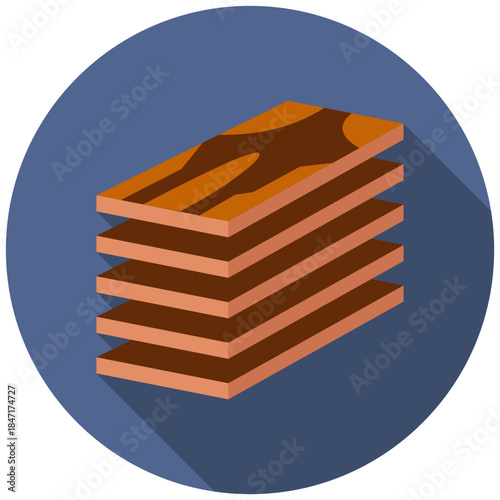 Planks Rounded Flat Color Icon, Mini Illustration Relate To Carpentry, Wood Industry. Use For Modern Concept, Ui, Ux Web And App Development.
