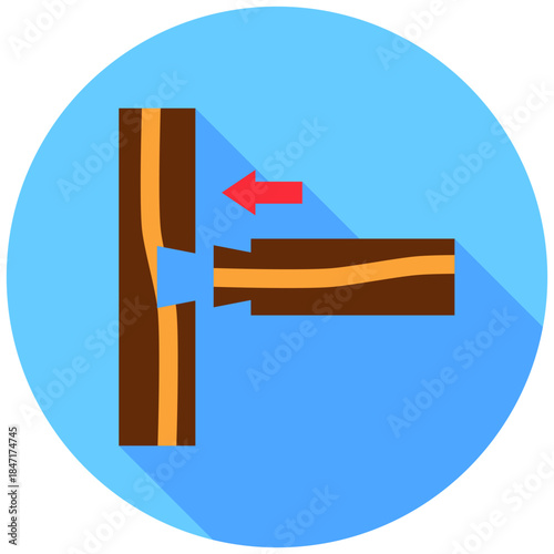 Groove Join Rounded Flat Color Icon, Mini Illustration Relate To Carpentry, Wood Industry. Use For Modern Concept, Ui, Ux Web And App Development.