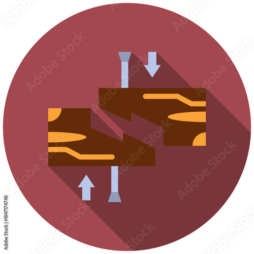 Groove Join Rounded Flat Color Icon, Mini Illustration Relate To Carpentry, Wood Industry. Use For Modern Concept, Ui, Ux Web And App Development.
