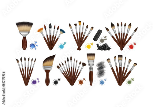 Vector icon of a colorful wood set of kitchen utensils and chopsticks isolated on white