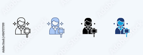 Female Vlogger Multiple Icon Illustration Vector
