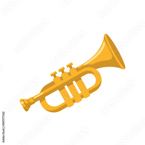 Christmas Trumpet Music Instrument Flat Vector Icon