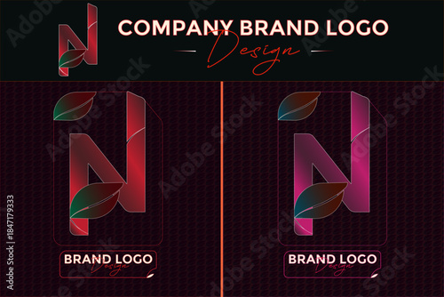 N latter logo company brand logo design creative design Vector