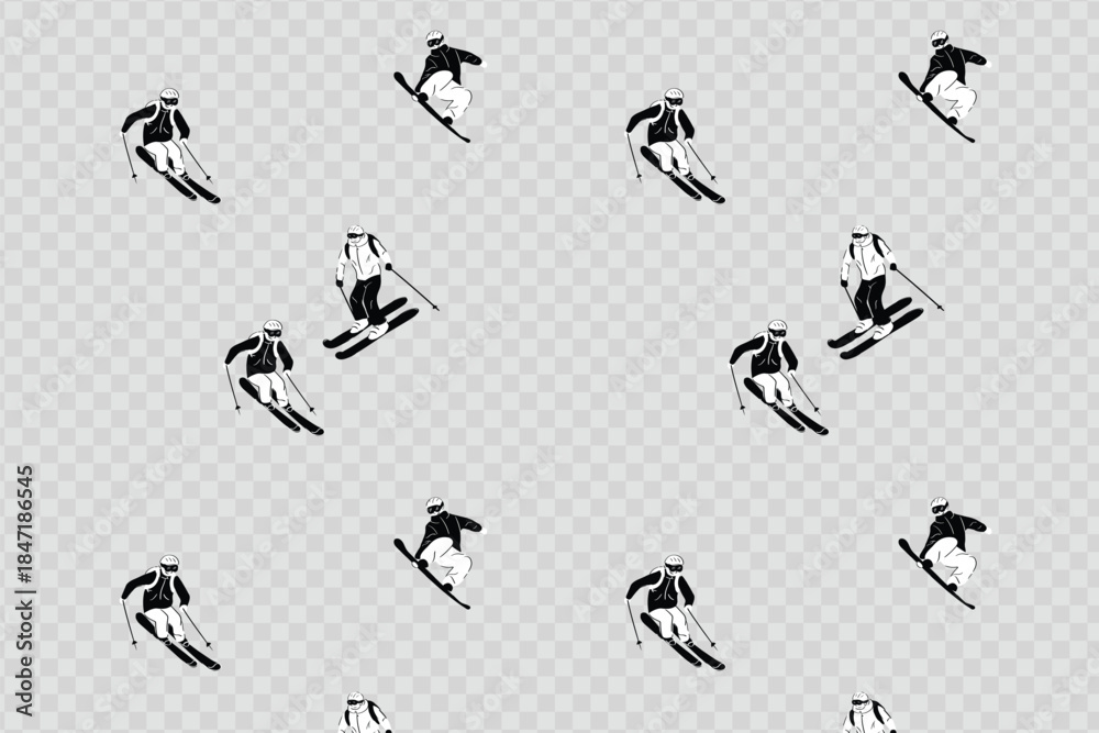 Ταπετσαρία Dynamic pattern of skiers moving against a backdrop of figures descending a mountain for sports stories and editorial backgrounds